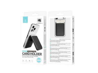 Techancy Magnetic Card Holder KC2125 Foldable Stand Compatible with MagSafe Wallet for iPhone Black