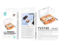 Techancy Caixa Multifuncional TV3740 Cabo USB-C Retratil 80CM 60W Conjunto de Adaptadores Carregamen Techancy Caixa Multifuncional TV3740 Cabo USB-C Retratil 80CM 60W Conjunto de Adaptadores Carregamen