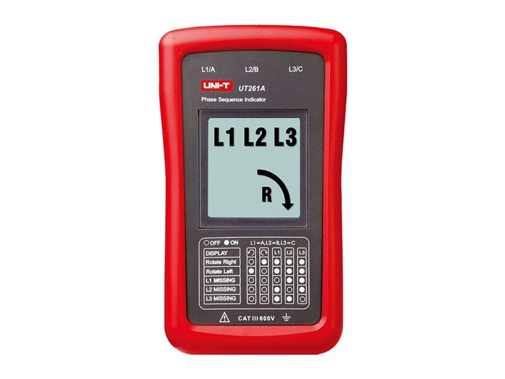 Testador de fase e sentido de rotação do motor Uni-T UT261A