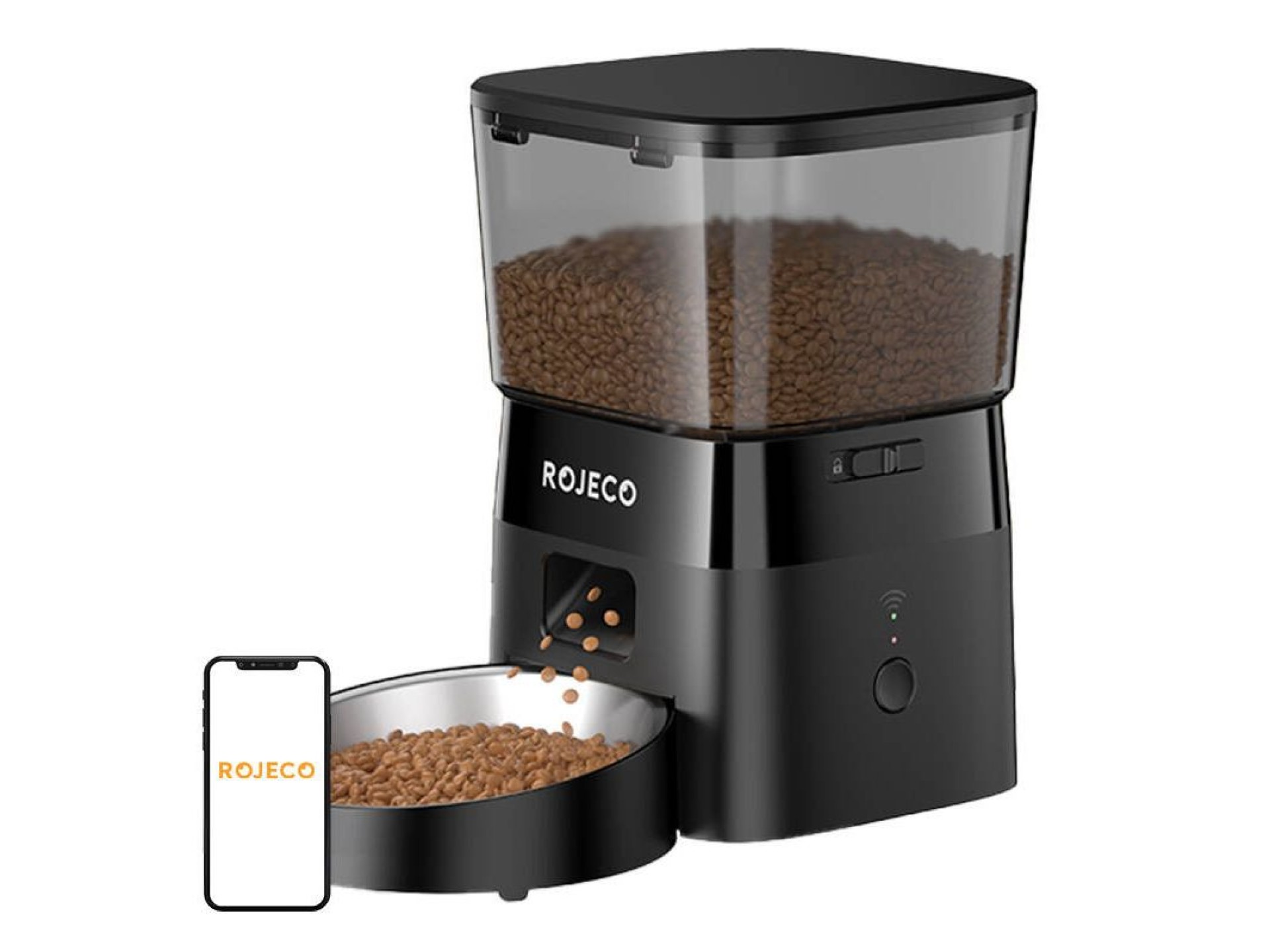Rojeco 2L Automatic Pet Feeder WiFi Version (Black)
