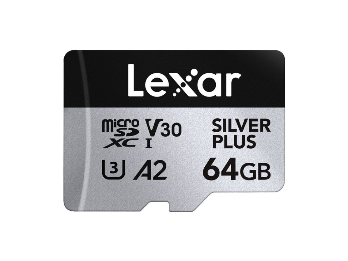 Set of 2 Lexar High-Performance Silver Plus microSDXC 2x64GB memory cards + adapter