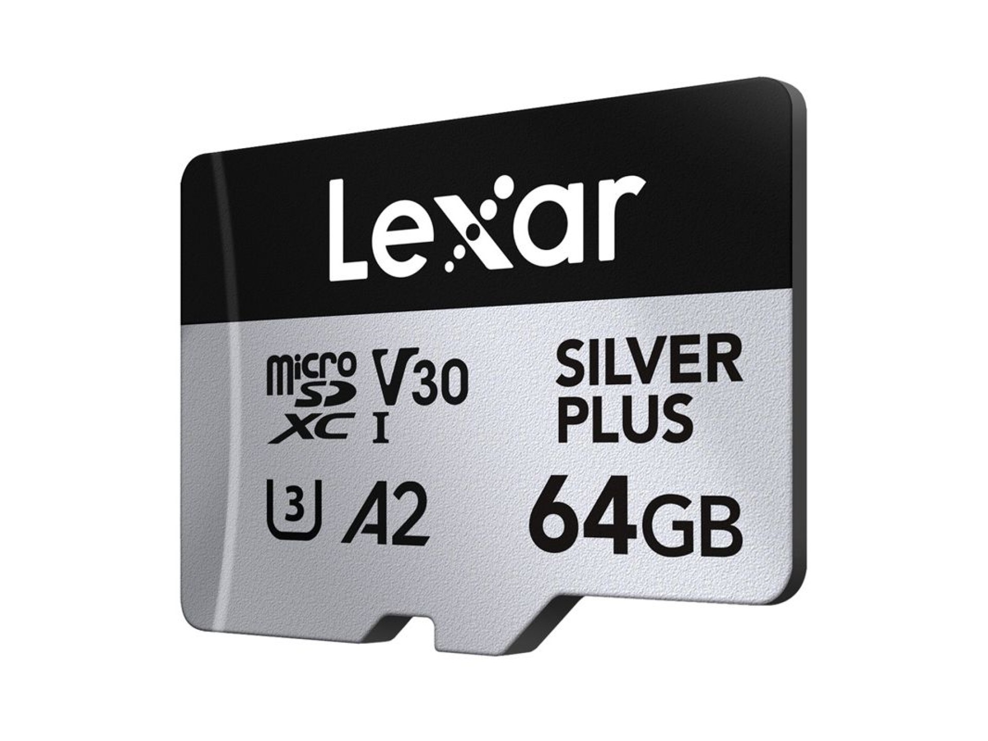Set of 2 Lexar High-Performance Silver Plus microSDXC 2x64GB memory cards + adapter