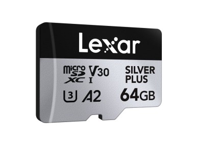 Conjunto de 2 cartões de memória Lexar High-Performance Silver Plus microSDXC 2x64GB + adaptador Conjunto de 2 cartões de memória Lexar High-Performance Silver Plus microSDXC 2x64GB + adaptador