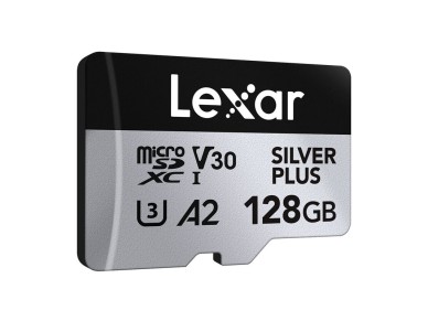 Conjunto de 2 cart�es de mem�ria Lexar High-Performance Silver Plus microSDXC 2x128GB + adaptador
