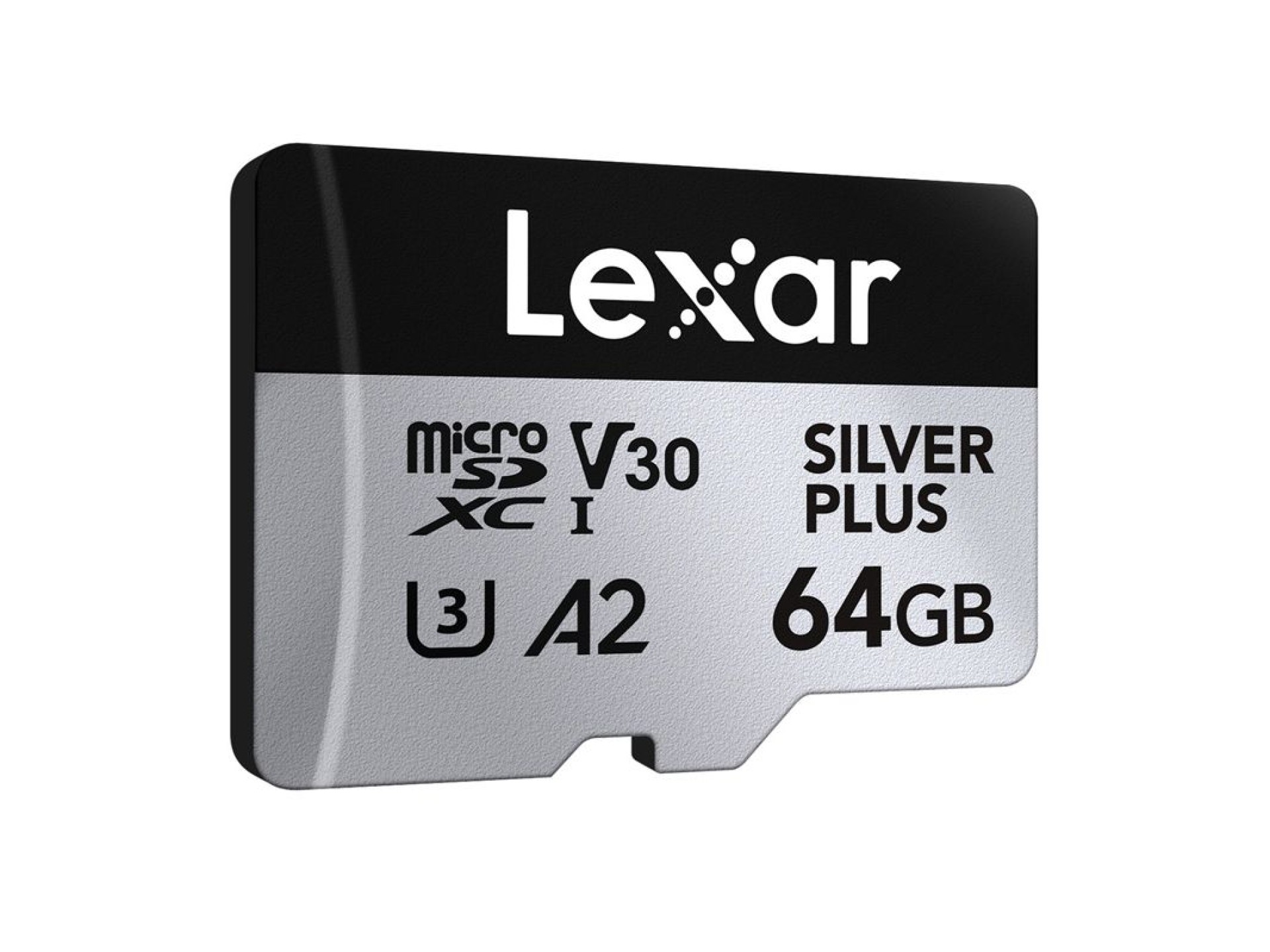 Set of 2 Lexar High-Performance Silver Plus microSDXC 2x64GB memory cards + adapter