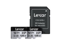 Conjunto de 2 cart�es de mem�ria Lexar High-Performance Silver Plus microSDXC 2x128GB + adaptador