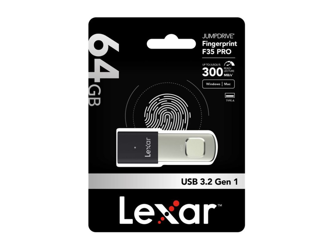 Pen drive Lexar Fingerprint F35pro USB 3.2 de 64 GB