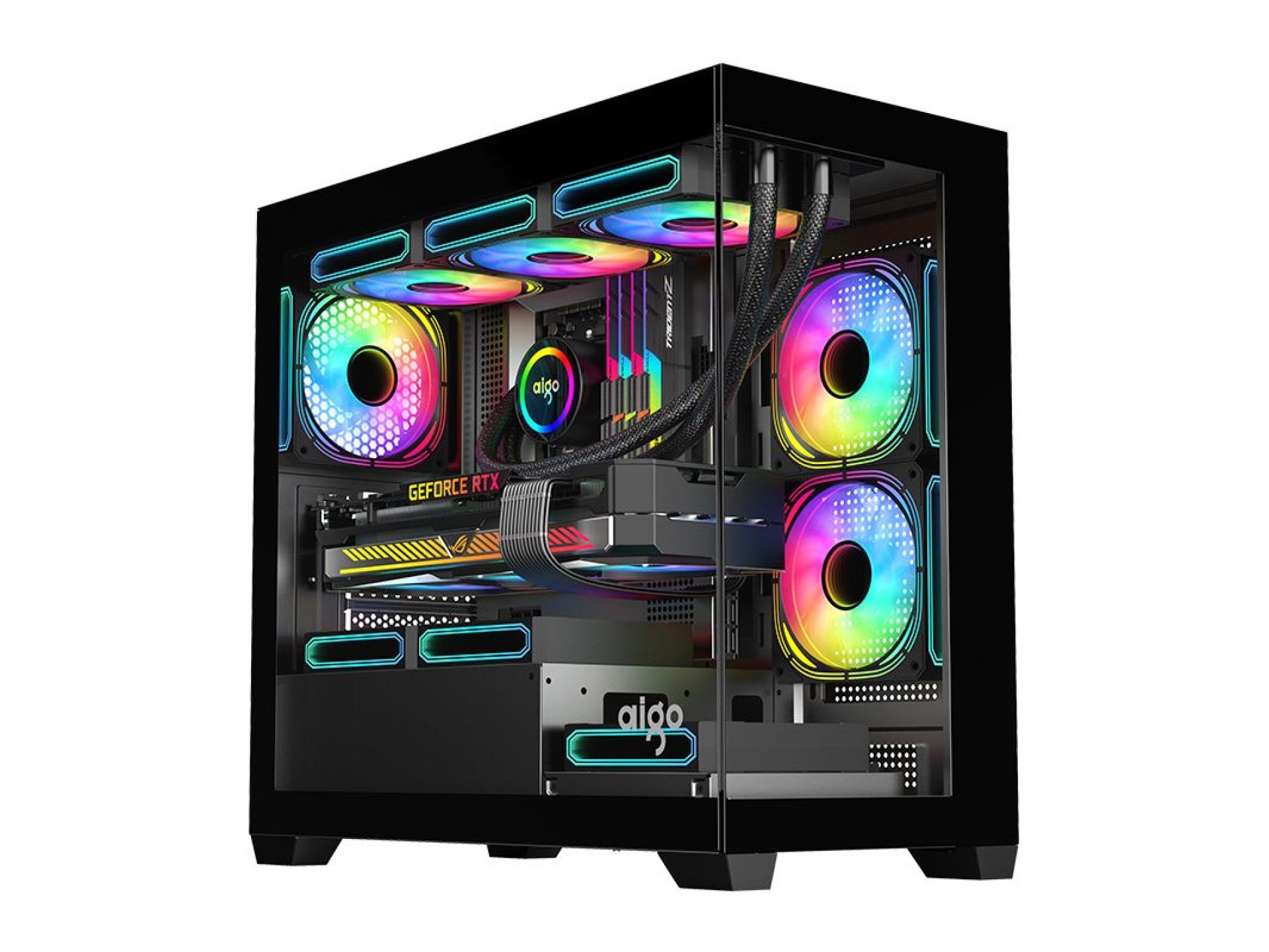 Gabinete Darkflash C218M + 6 ventoinhas ARGB (preto)