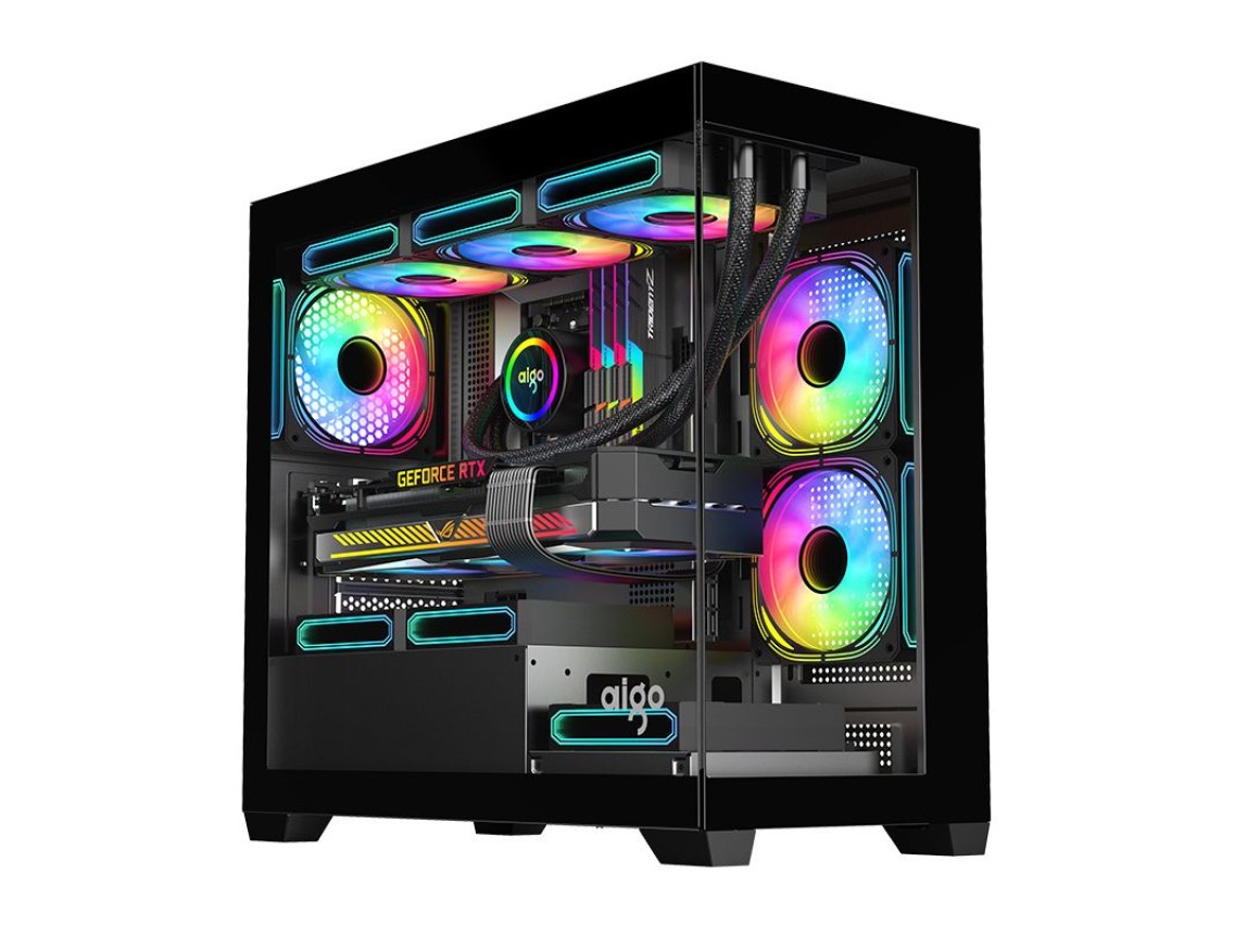Gabinete Darkflash C218M + 6 ventoinhas ARGB (preto)