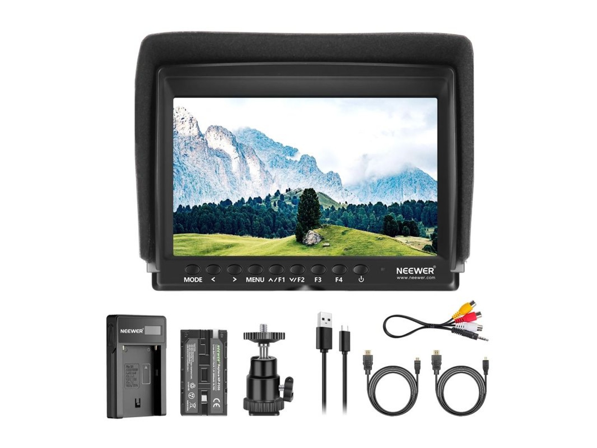 NEEWER F100 Field Monitor + USB Charger + Battery Kit