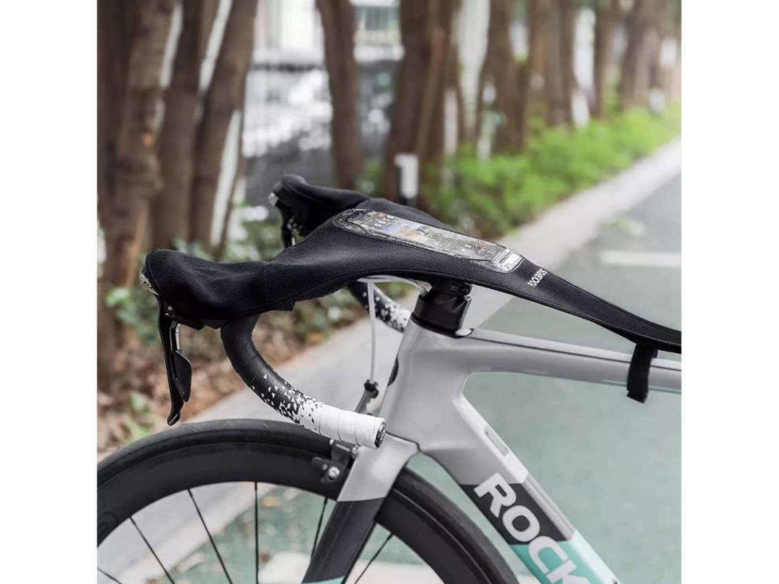 Capa protetora Rockbros D78 com bolso e visor para celular - Preta
