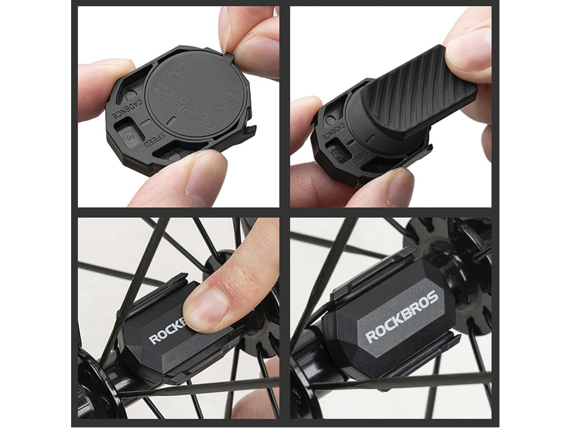 Sensor de velocidade ou cadência 2 em 1 Rockbros C3 ANT+/Bluetooth - Preto
