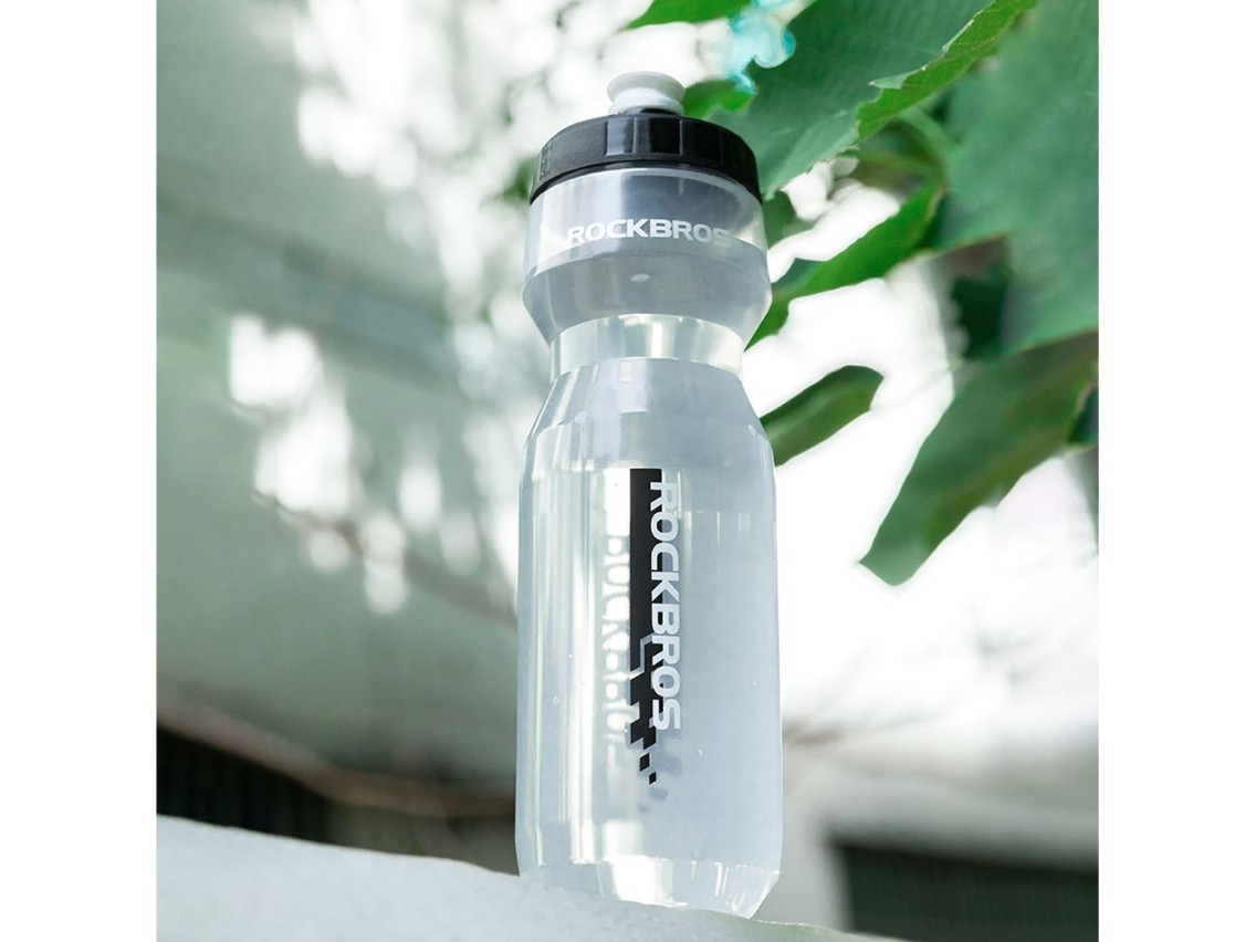 Garrafa de bicicleta Rockbros de 750 ml - Transparente com bocal preto