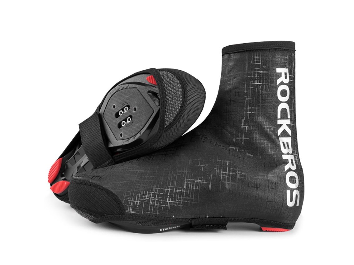 Cubrezapatos impermeables y resistentes al viento Rockbros LF1081, talla 42-46 cm - Negro