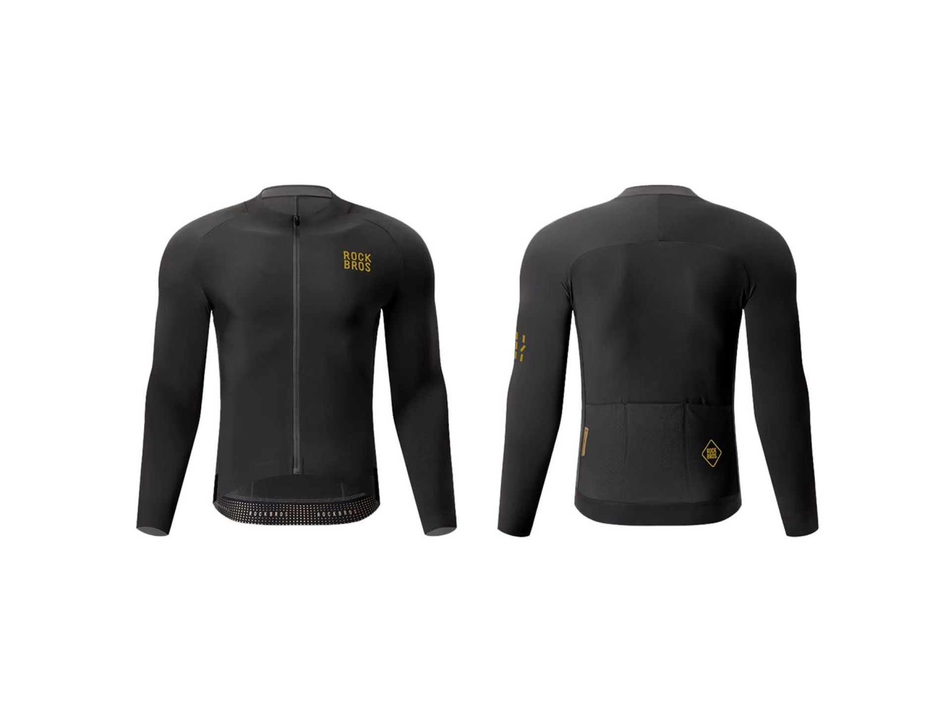 Maillot de ciclismo Rockbros YDWT020 Diamond, primavera/otoño/invierno, talla XXXL - negro