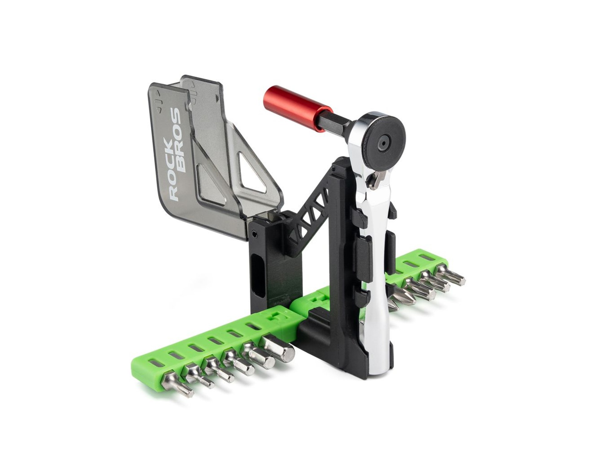 Conjunto de ferramentas para bicicleta Rockbros com mini catraca e bits - Verde translúcido