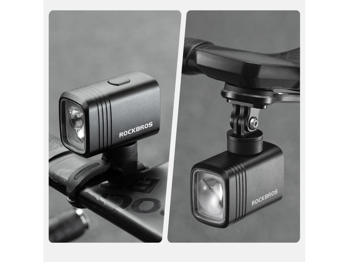 Luz dianteira recarregável para bicicleta Rockbros M6 1000 lm 2800 mAh - preta