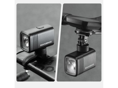 Luz delantera recargable para bicicleta Rockbros M6 de 1000 lm y 2800 mAh - negra Luz delantera recargable para bicicleta Rockbros M6 de 1000 lm y 2800 mAh - negra