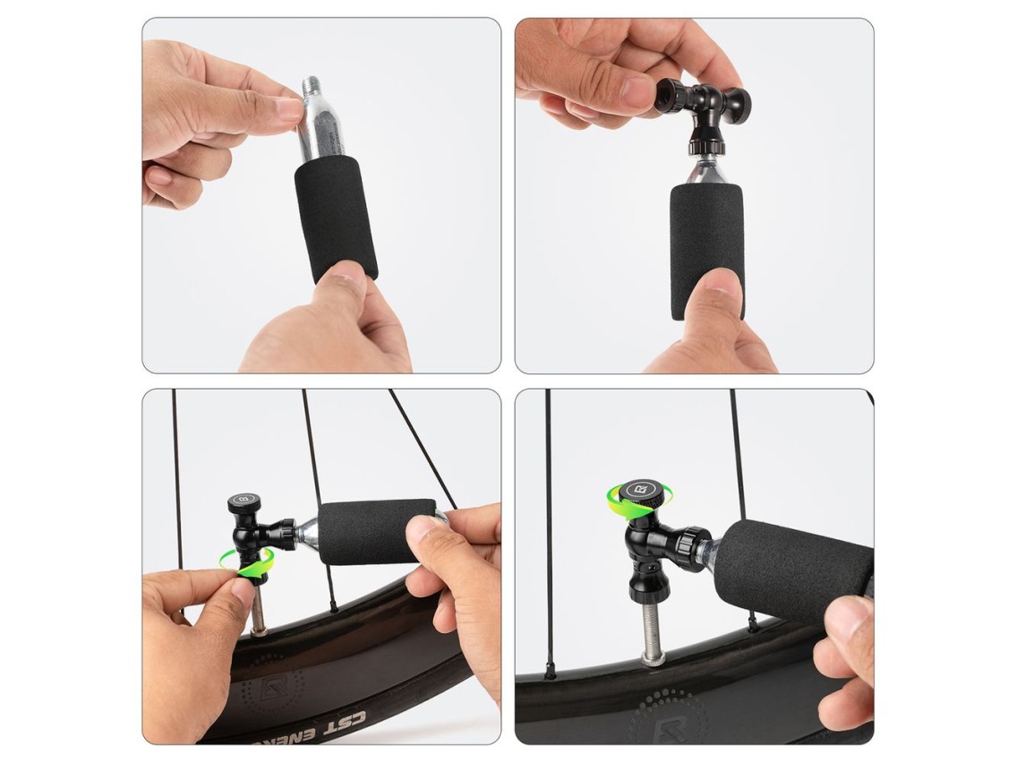 Bomba de CO2 Rockbros, cabezal de válvula de aleación de aluminio, sin cartucho, compatible con válv