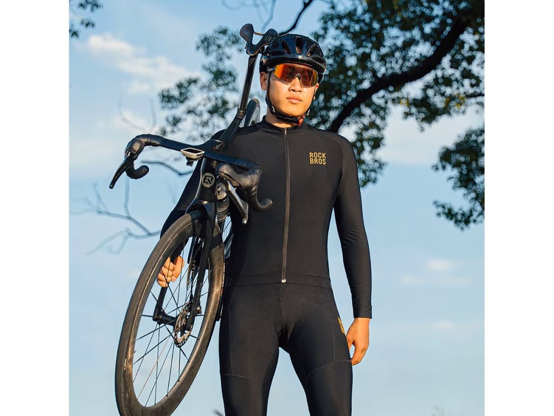 Camisa de ciclismo Rockbros YDWT020 Diamond, primavera/outono/inverno, tamanho M - preta