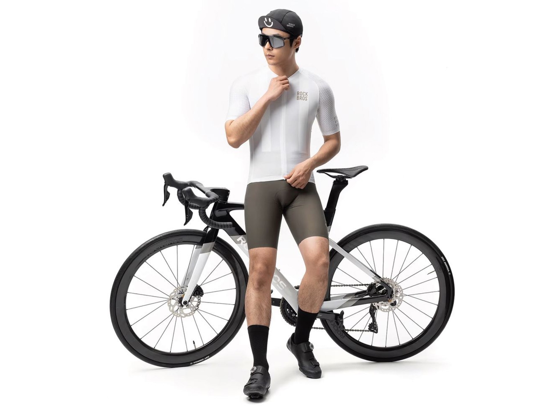 Camisa de ciclismo Rockbros YDDX011 Diamond de manga curta, tamanho XL - Branca