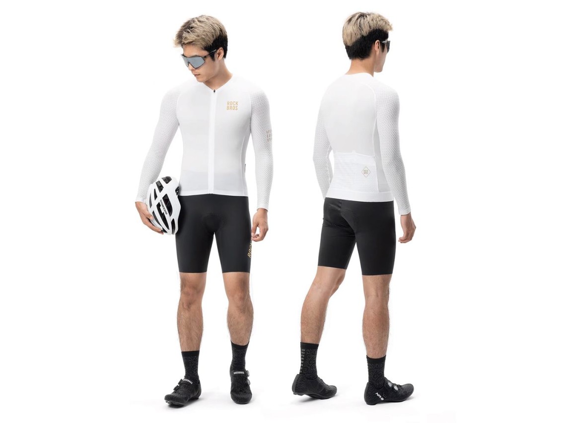Maillot de ciclismo de manga larga Rockbros YDCX008 Diamond, talla XS - Blanco