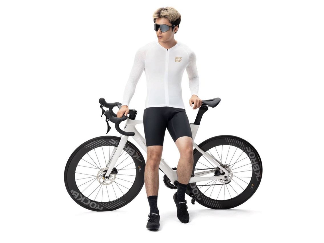 Maillot de ciclismo de manga larga Rockbros YDCX008 Diamond, talla XXL - Blanco