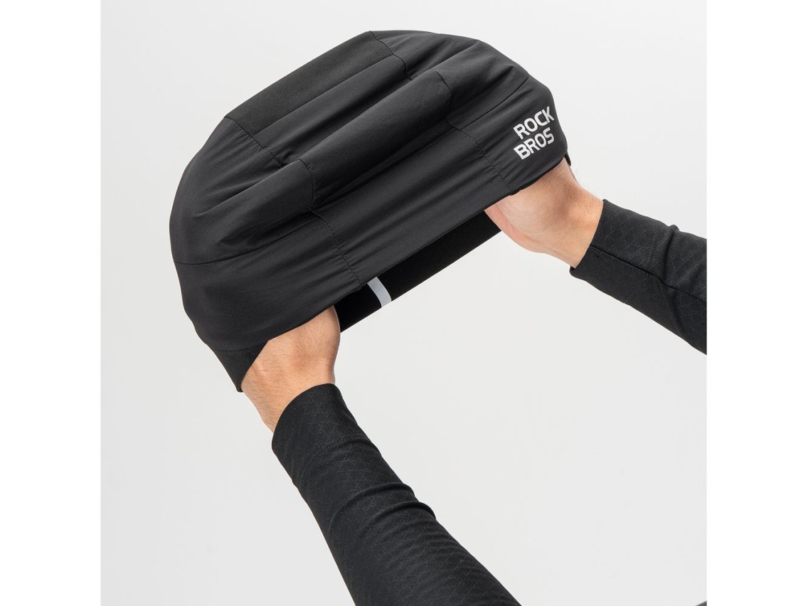 Bon� de ciclismo revers�vel de inverno Rockbros M015, tamanhos 54-61 cm - Preto