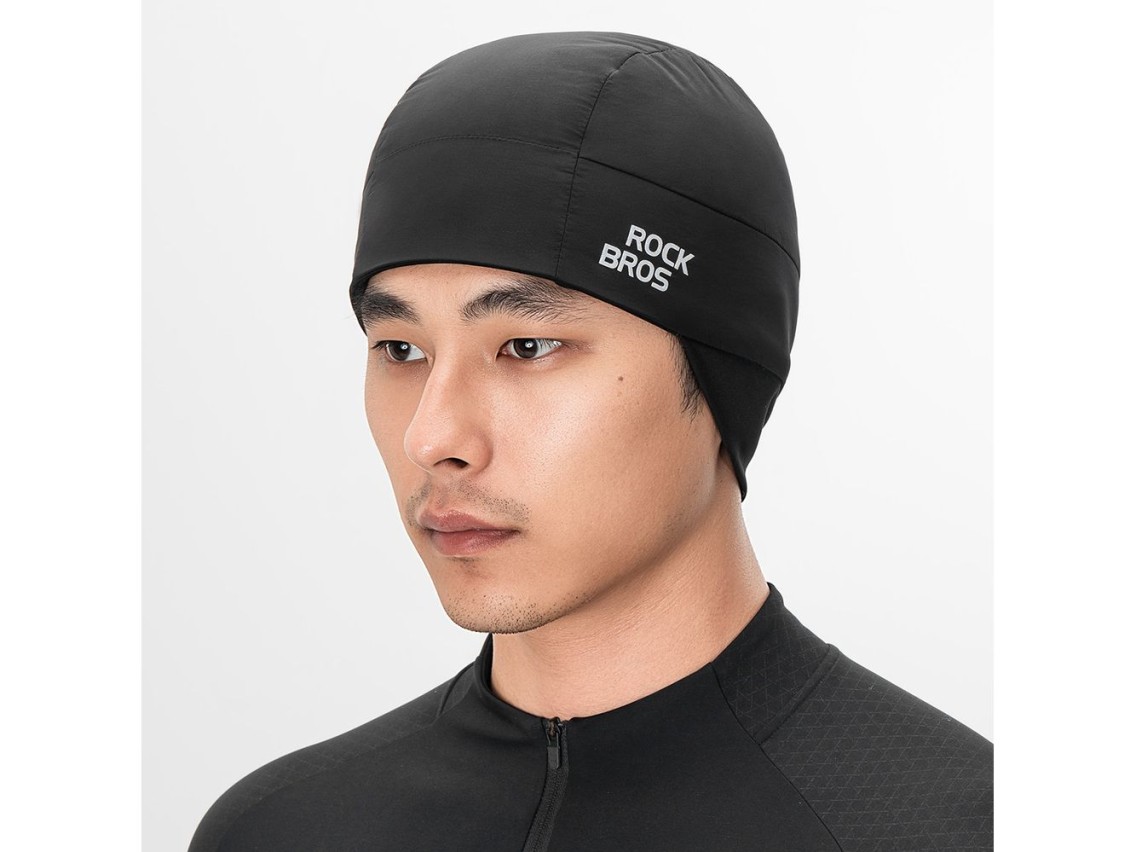 Bon� de ciclismo revers�vel de inverno Rockbros M015, tamanhos 54-61 cm - Preto