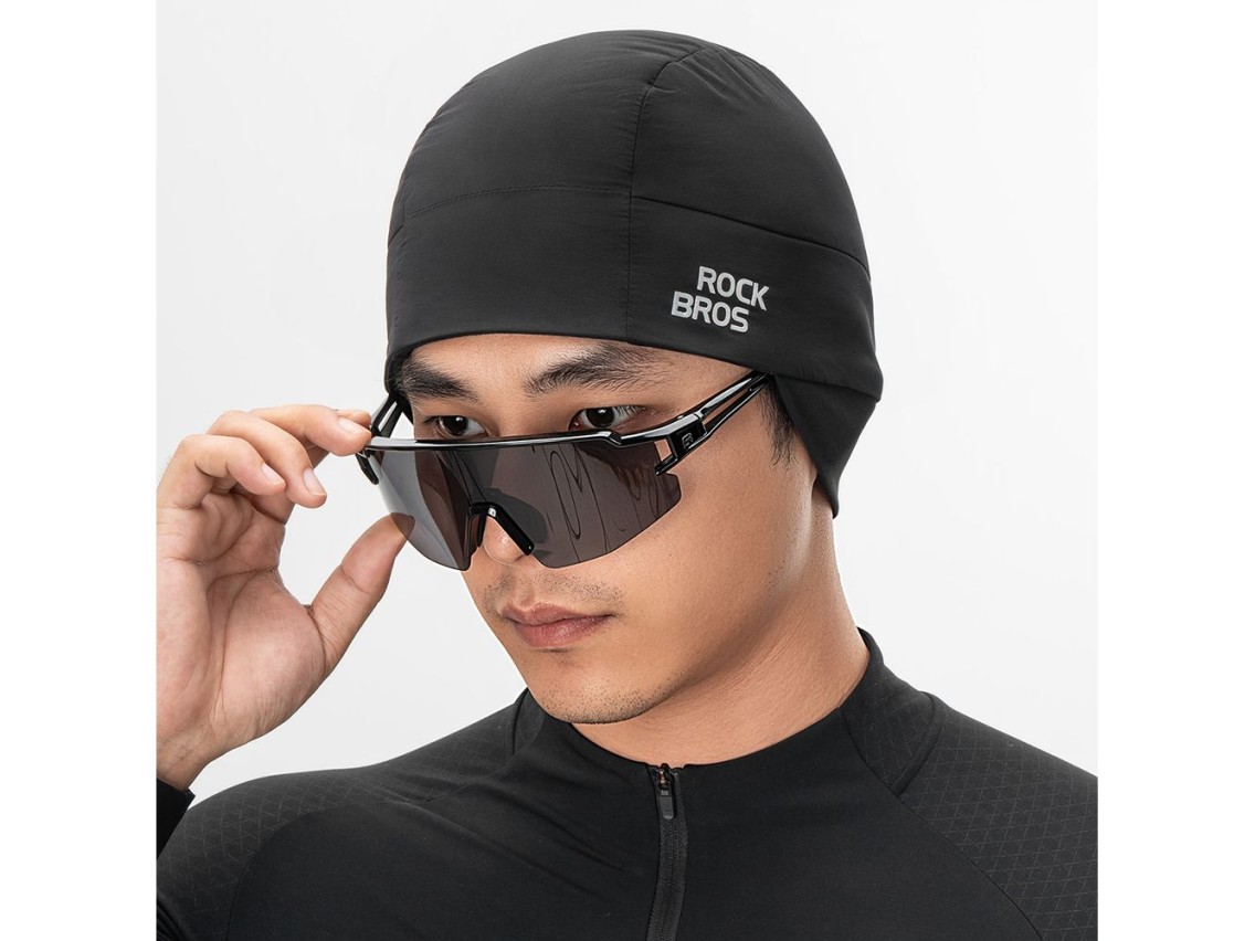 Bon� de ciclismo revers�vel de inverno Rockbros M015, tamanhos 54-61 cm - Preto