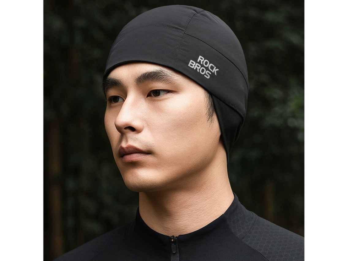 Bon� de ciclismo revers�vel de inverno Rockbros M015, tamanhos 54-61 cm - Preto