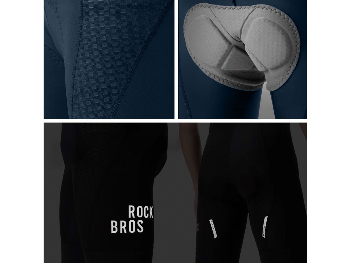 Calção de ciclismo masculino Rockbros YDDK009 com acolchoamento, tamanho XL - Azul escuro
