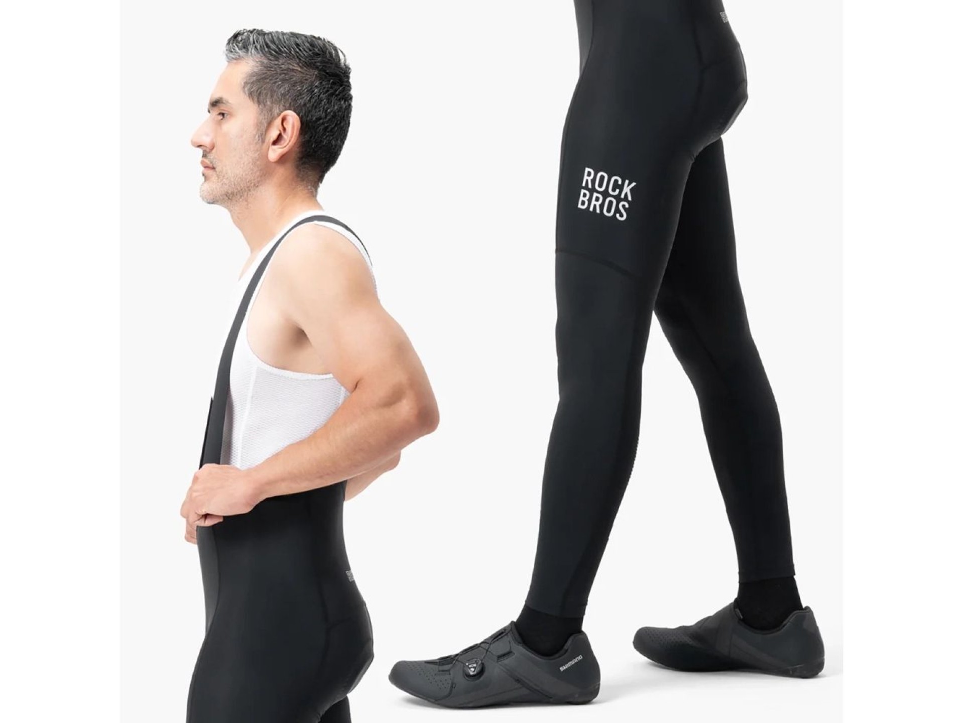 Rockbros 200021 Long Cycling Bib Shorts with Pad Size XXL - Black