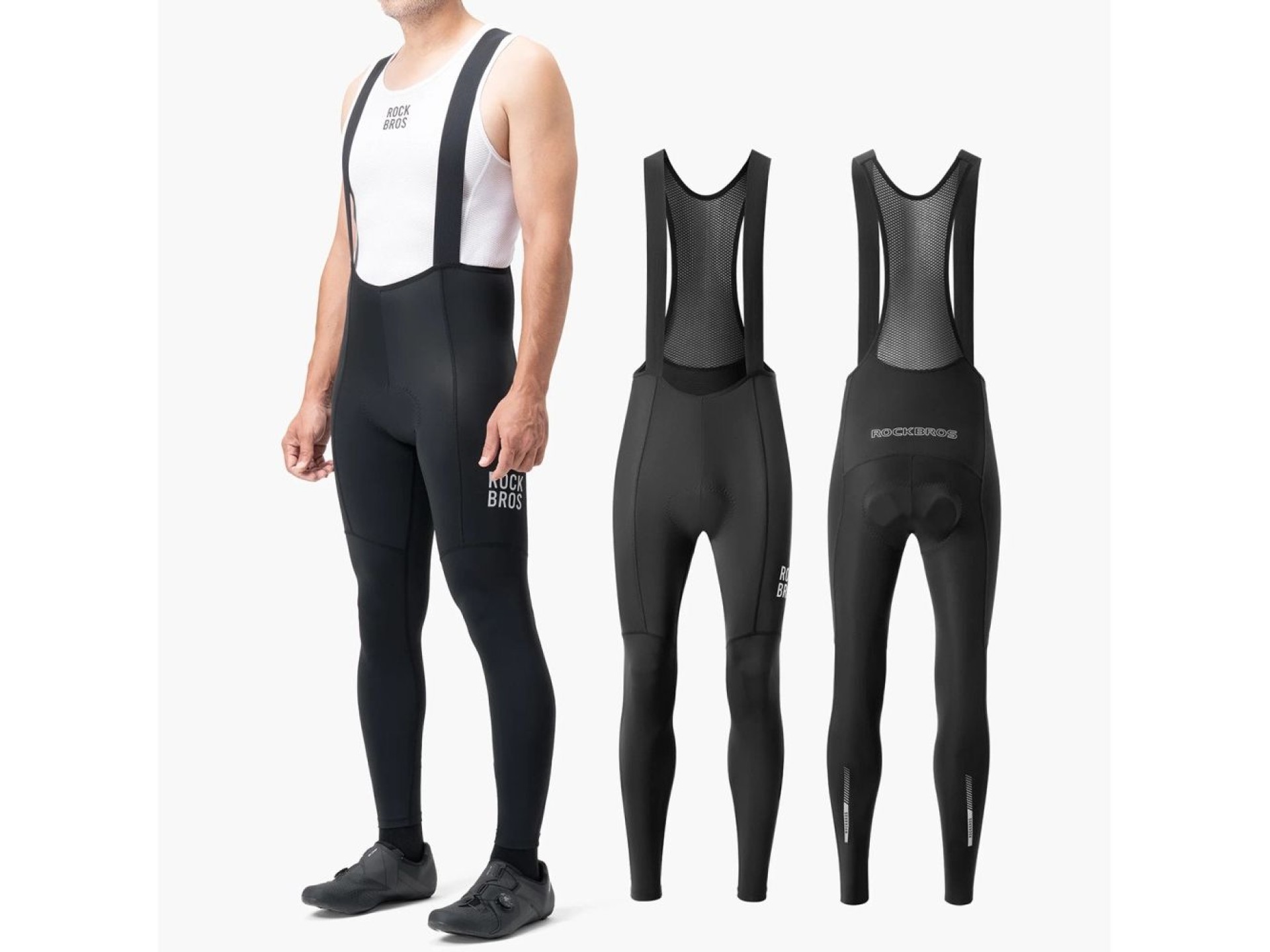 Rockbros 200021 Long Cycling Bib Shorts with Pad Size XL - Black