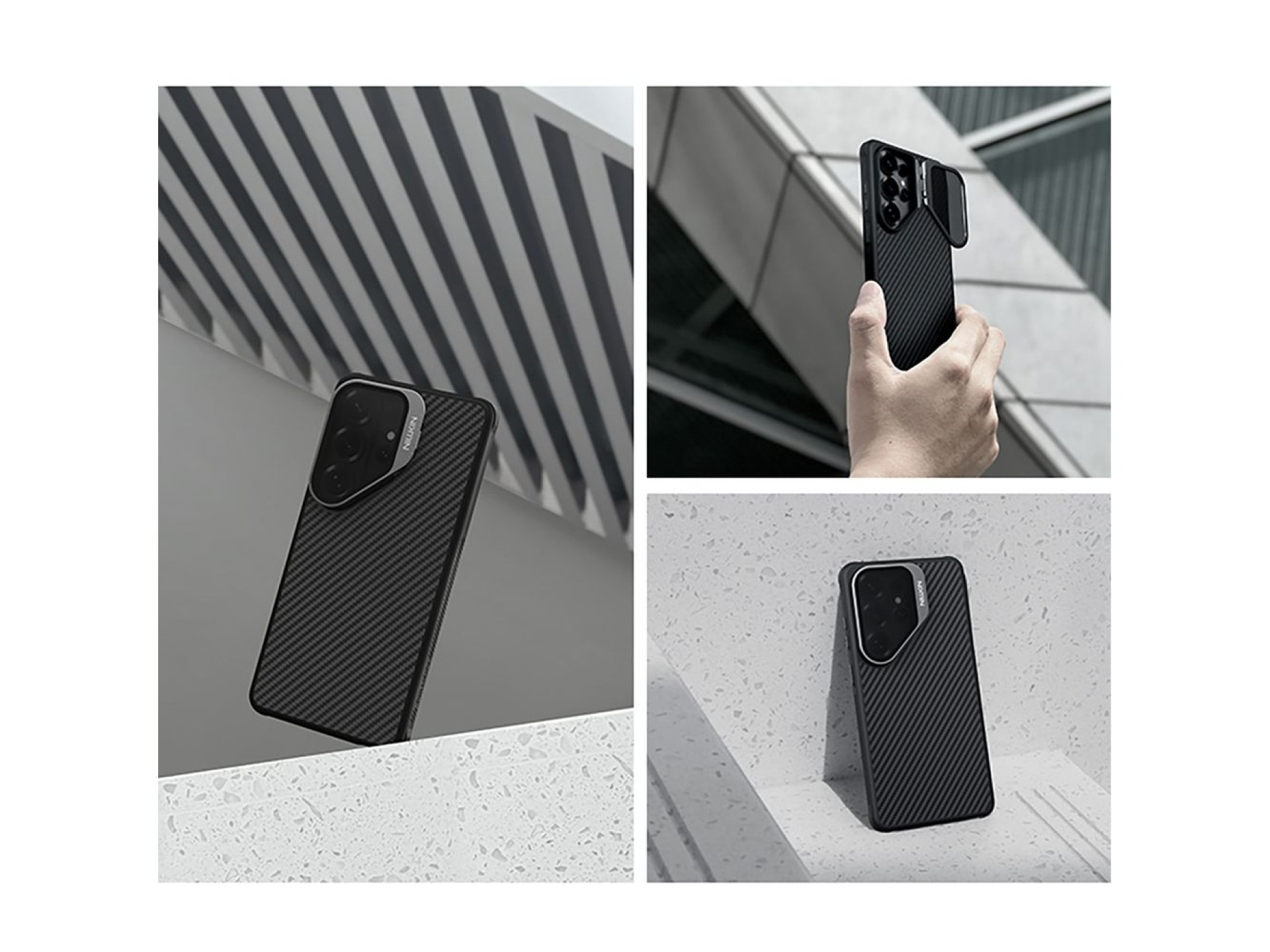 Funda magnética Nillkin CarboProp con tapa para cámara y soporte compatible con MagSafe para Samsung