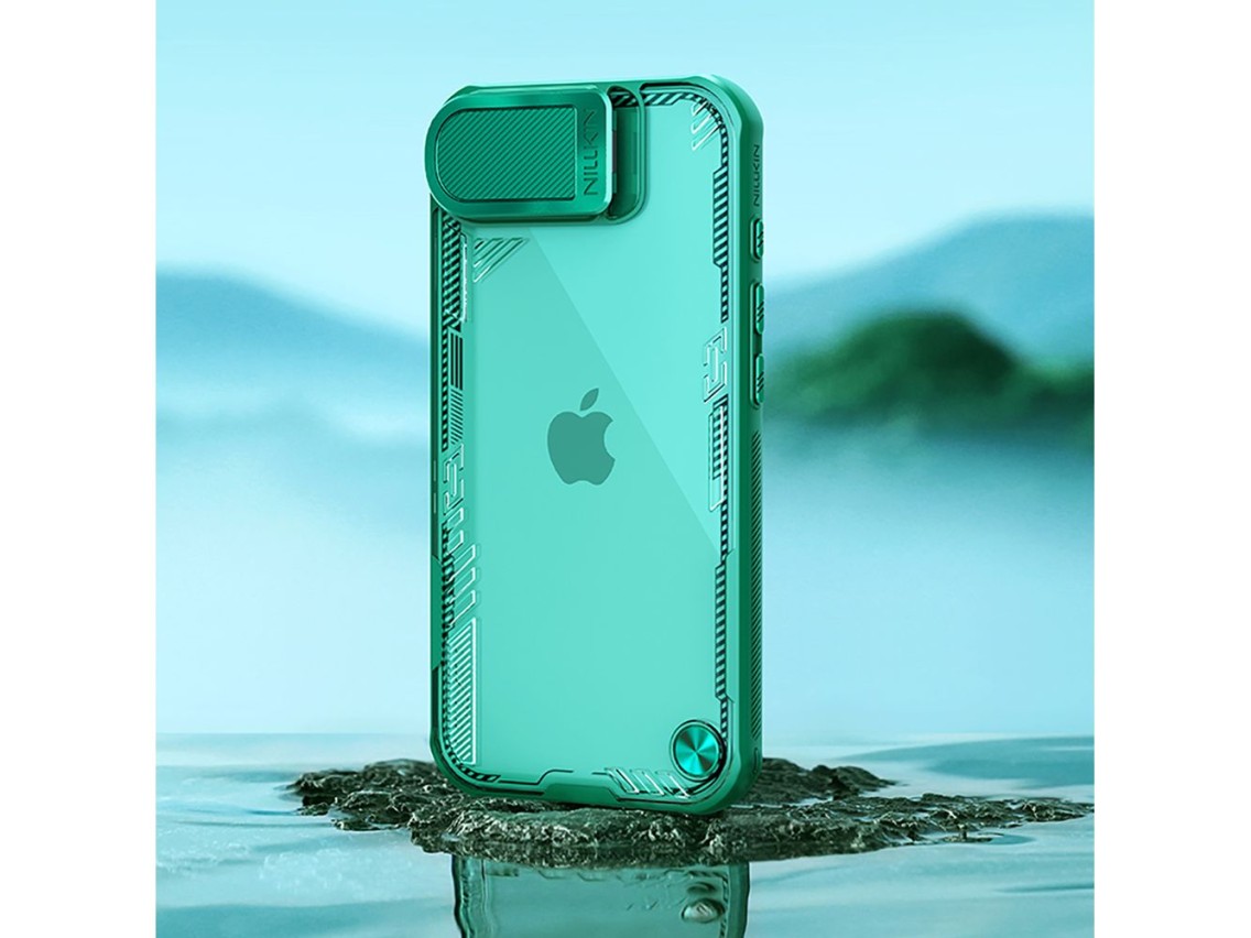 Funda Nillkin Iceblade Prop con tapa de lente y soporte para iPhone 16e / 17e - Verde