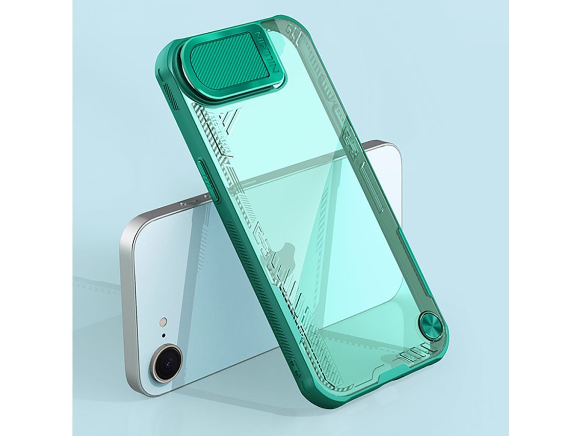 Funda Nillkin Iceblade Prop con tapa de lente y soporte para iPhone 16e / 17e - Verde