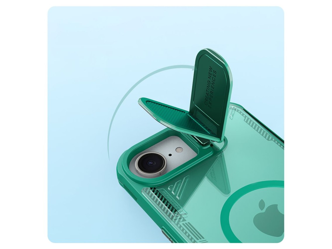 Funda magnética Nillkin Iceblade Prop con tapa para cámara y soporte para iPhone 16e / 17e - Verde