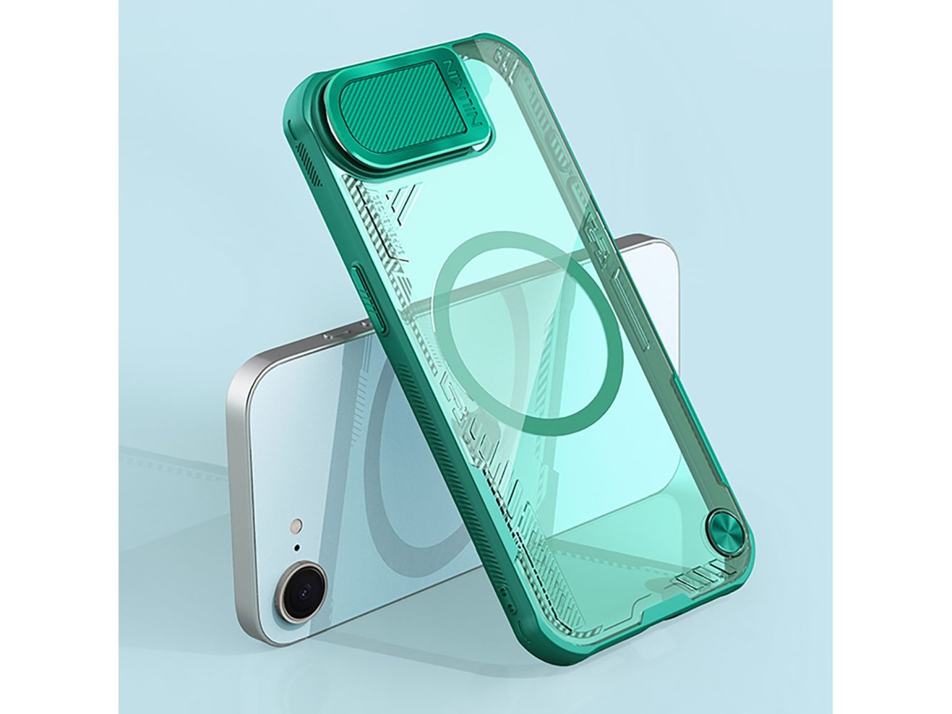 Nillkin Iceblade Prop Magnetic Case with Camera Cover and Stand for iPhone 16e / 17e - Green