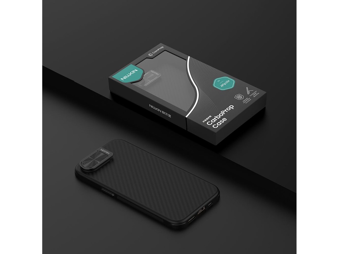 Nillkin CarboProp Magnetic Case with Camera Cover and Stand for iPhone 16e / 17e - Black