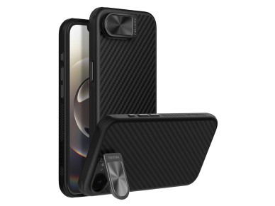 Capa magn�tica Nillkin CarboProp com protetor de c�mera e suporte para iPhone 16e/17e - Preta