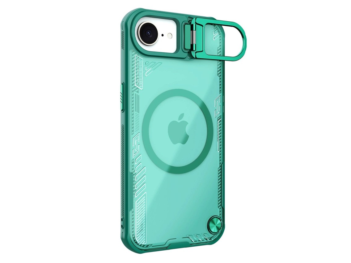 Capa magnética Nillkin Iceblade Prop com suporte para iPhone 16e/17e - Verde