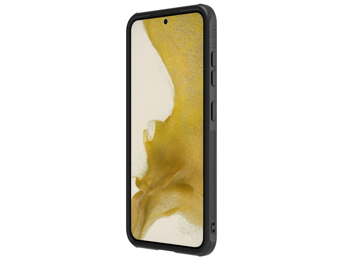 Capa de couro Nillkin CamShield S para Samsung Galaxy S23+ com protetor de câmera, preta.
