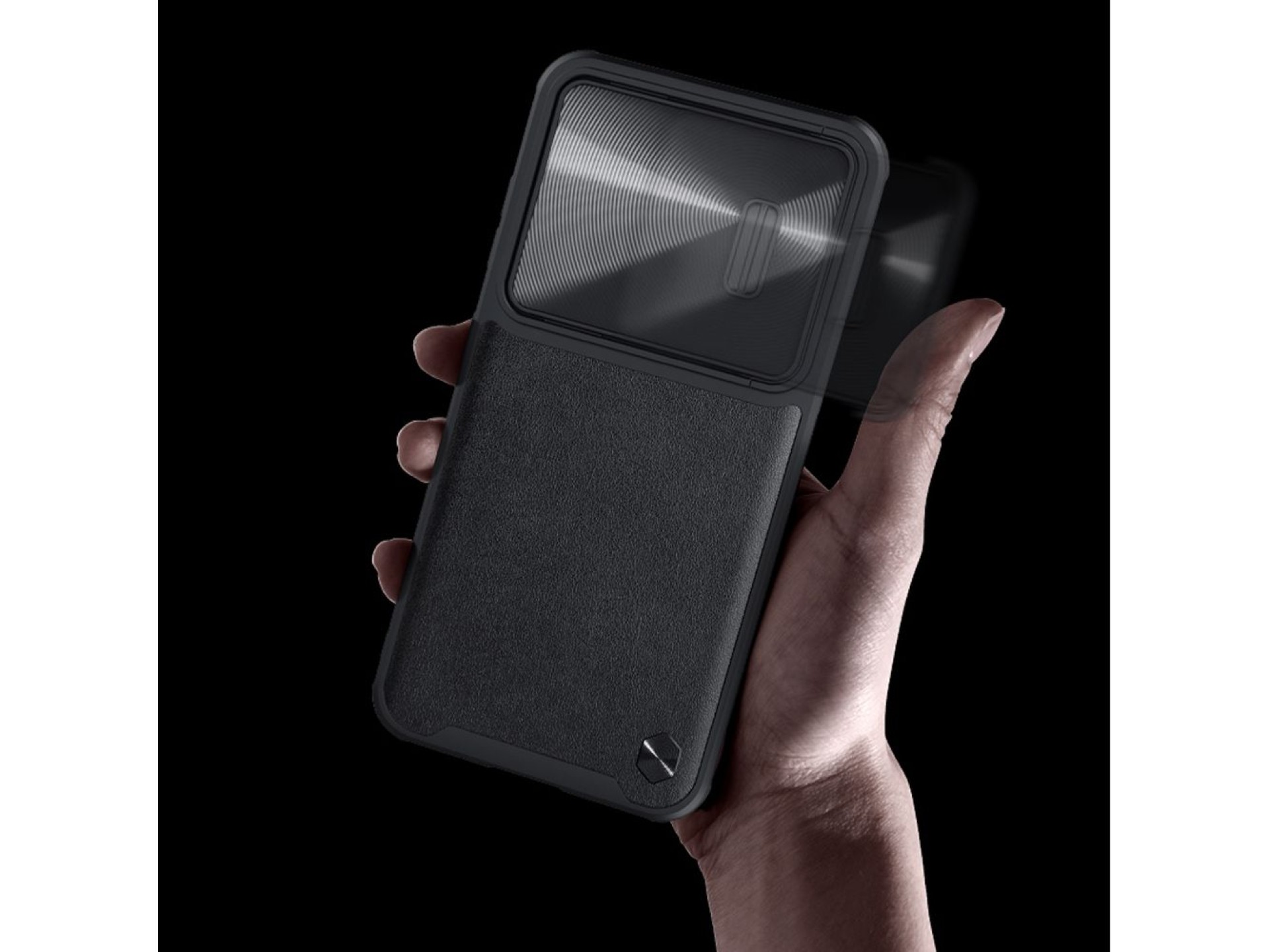 Capa de couro Nillkin CamShield S para Samsung Galaxy S23+ com protetor de câmera, preta.