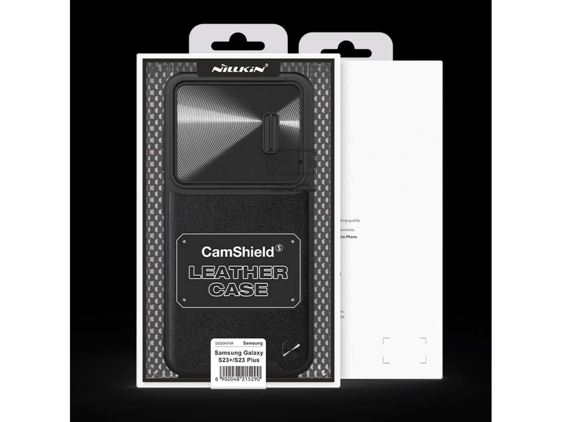 Capa de couro Nillkin CamShield S para Samsung Galaxy S23+ com protetor de câmera, preta.
