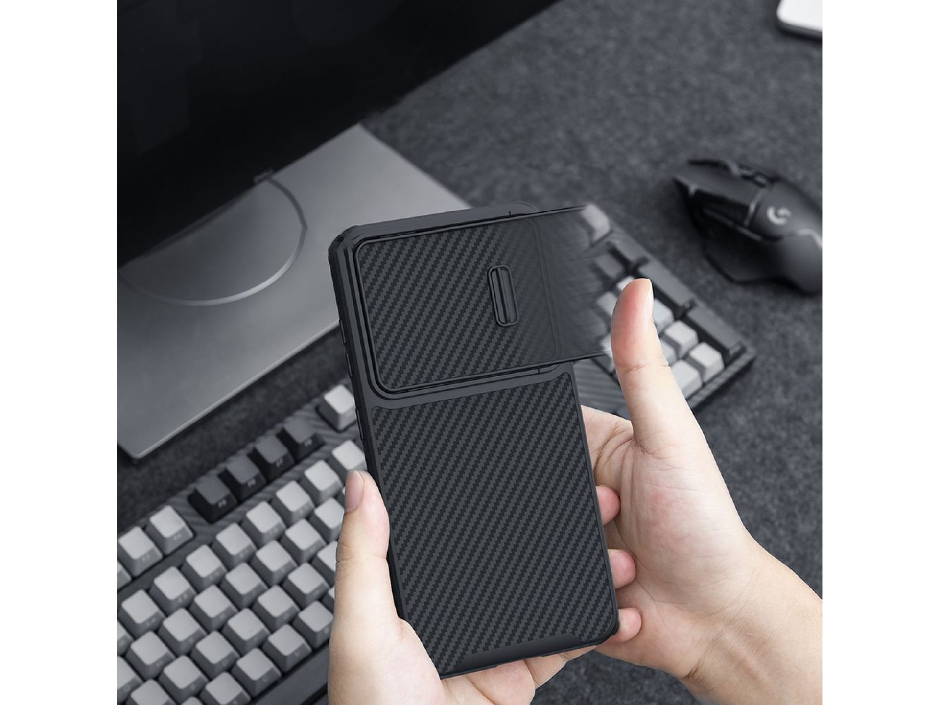 Nillkin Synthetic Fiber S Case for Samsung Galaxy S23, camera cover, black