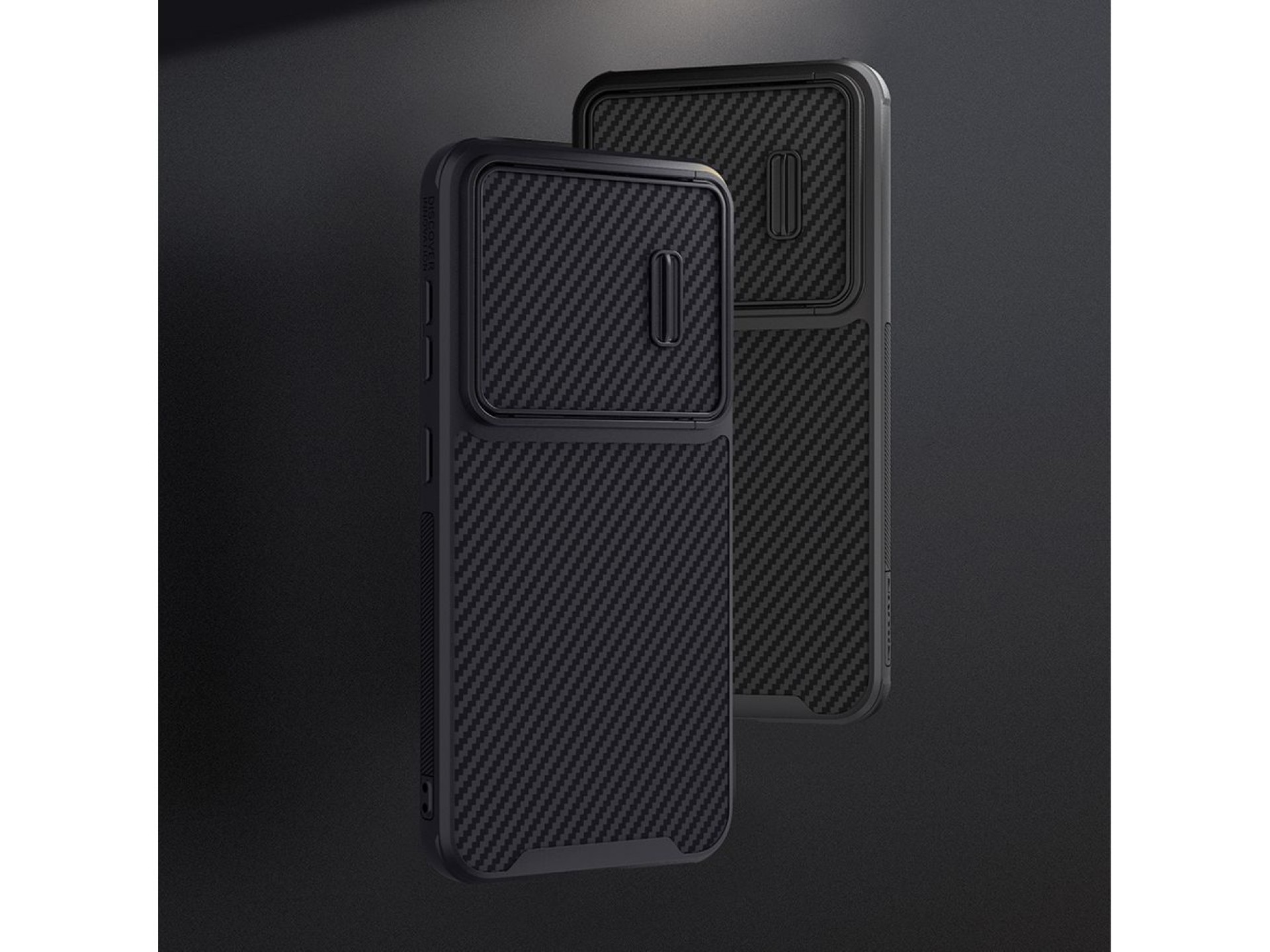 Funda Nillkin Synthetic Fiber S para Samsung Galaxy S23+, con cubierta para la cámara, color negro.