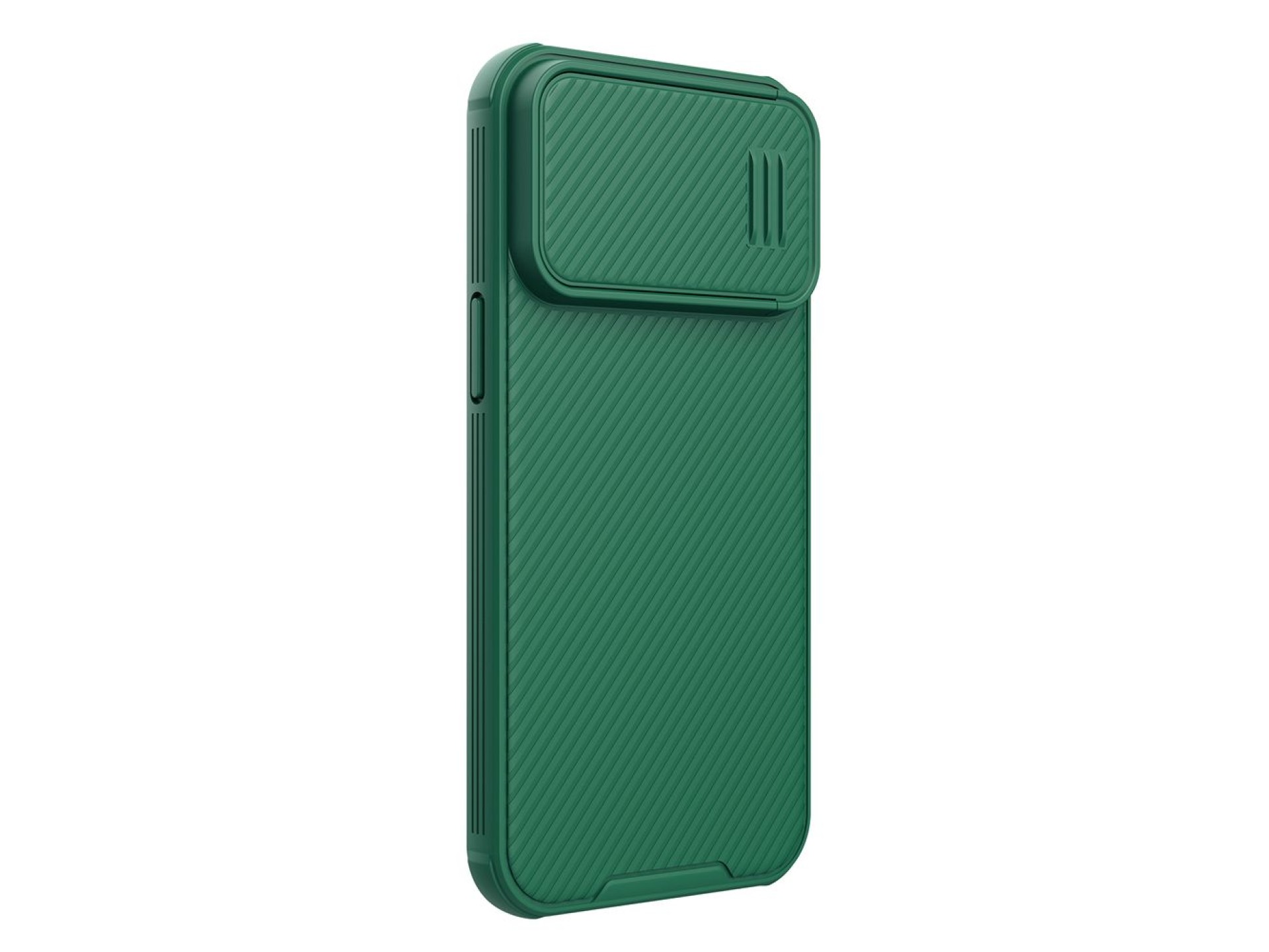 Capa Nillkin CamShield S para iPhone 14 Pro Max, com proteção reforçada para a câmera, na cor verde.