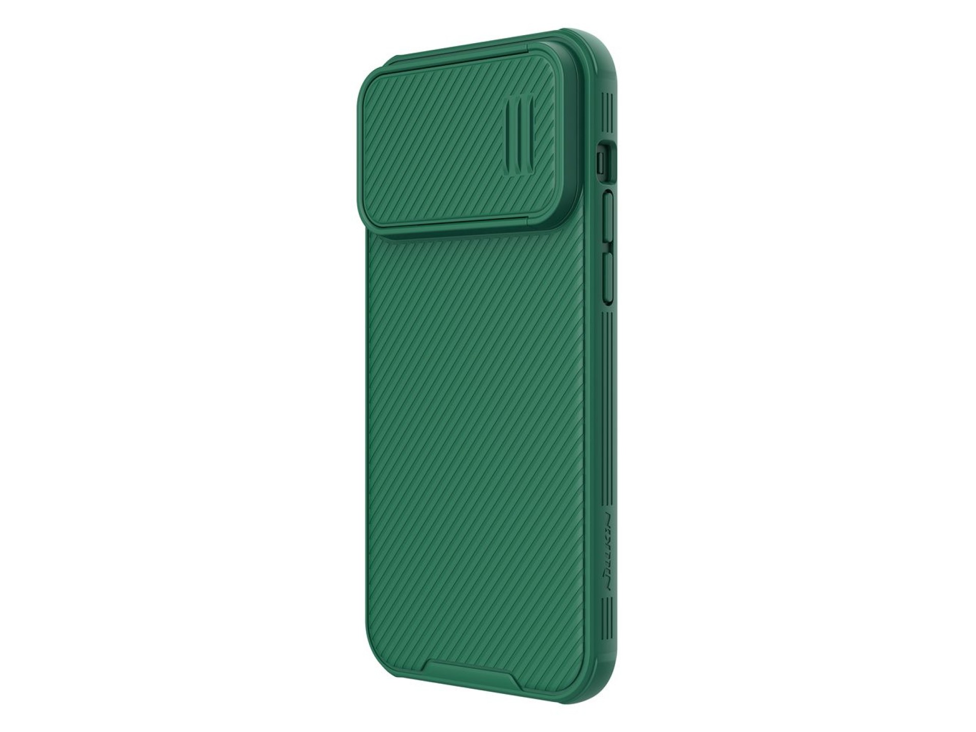 Capa Nillkin CamShield S para iPhone 14 Pro Max, com proteção reforçada para a câmera, na cor verde.