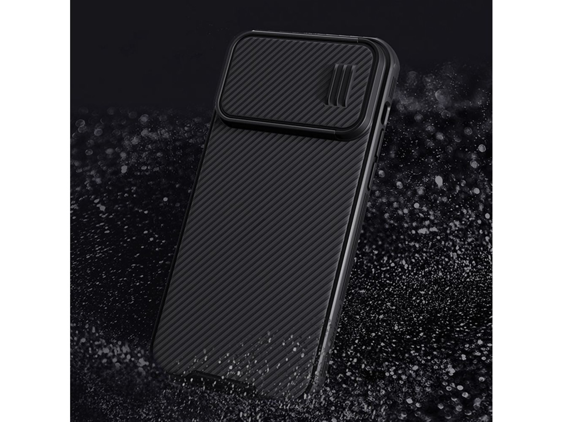 Capa Nillkin CamShield S para iPhone 14 Pro Max, com proteção reforçada para a câmera, na cor verde.